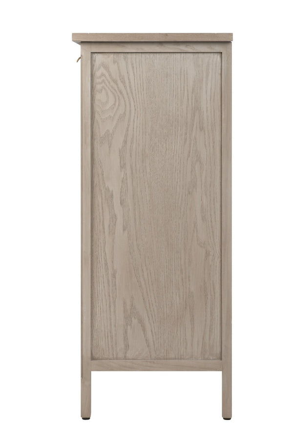 English Elm Hand-carved Floral Embossed Sideboard with Gold Hardware for Entryway or Living Room Natural W688P280092