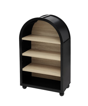 English Elm Arched Four Tier Bookcase with Black Metal Frame Hand Painted Mdf Display Shelf W688P411964