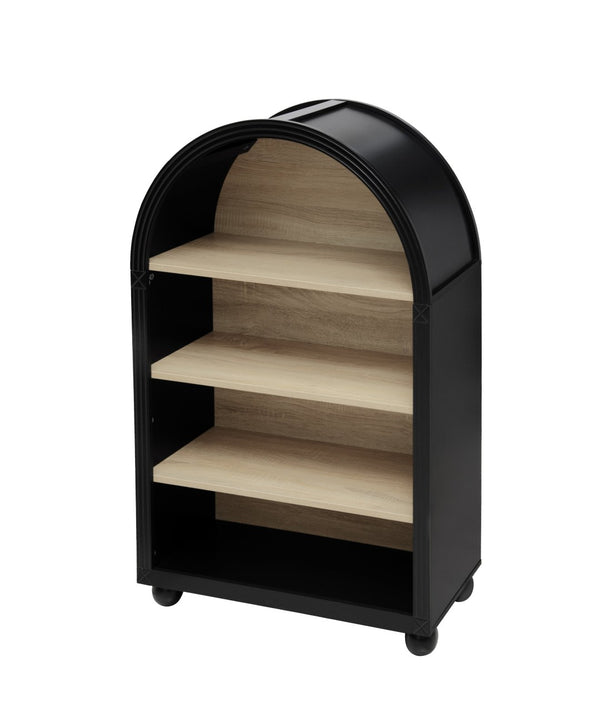 English Elm Arched Four Tier Bookcase with Black Metal Frame Hand Painted Mdf Display Shelf W688P411964