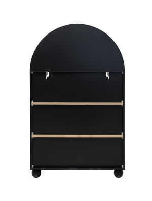 English Elm Arched Four Tier Bookcase with Black Metal Frame Hand Painted Mdf Display Shelf W688P411964