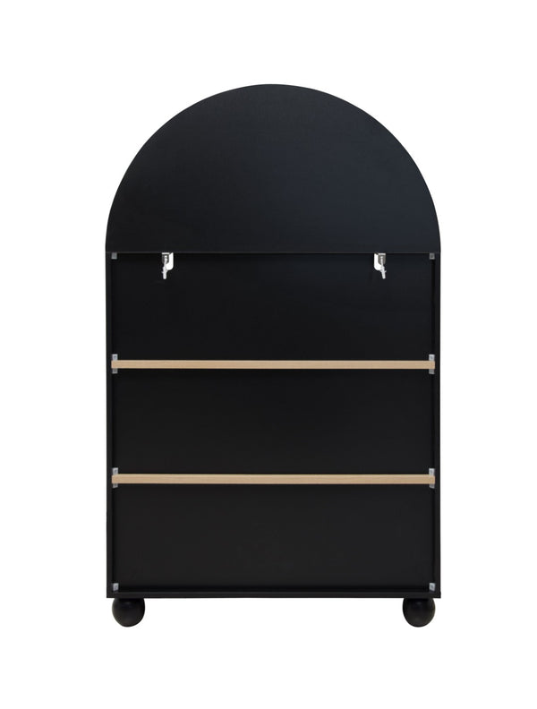 English Elm Arched Four Tier Bookcase with Black Metal Frame Hand Painted Mdf Display Shelf W688P411964