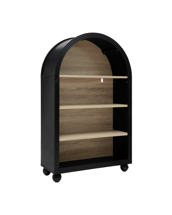 English Elm Arched Four Tier Bookcase with Black Metal Frame Hand Painted Mdf Display Shelf W688P411964