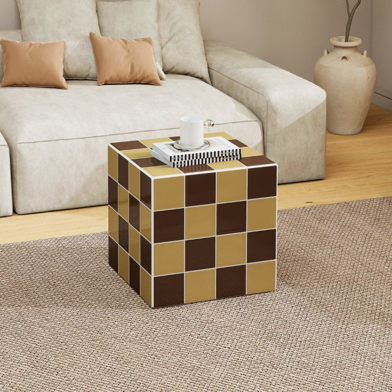 English Elm Vintage Faux Tile MDF Cube Riser Stackable Tabletop Display Stand for Industrial Decor W688P483134
