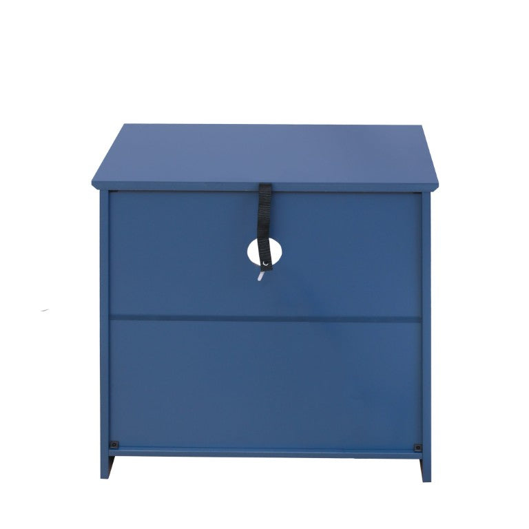 English Elm Dusty Blue Fluted Nightstand Retro American Bedside with Bronze Hardware Mid-Century Charm W688P540411