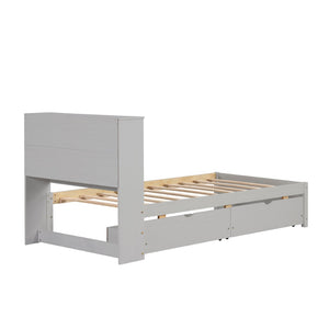 English Elm Modern Twin Storage Bed Bookcase Headboard with Usb Charging Port and Two Drawers W697P152021