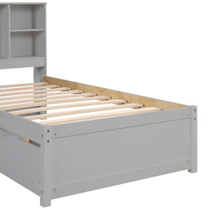 English Elm Modern Twin Storage Bed Bookcase Headboard with Usb Charging Port and Two Drawers W697P152021