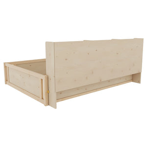 English Elm Full Size Kids Floor Bed Pinewood Frame with Guardrails and Six Built-In Storage Shelves Natural W697P495634