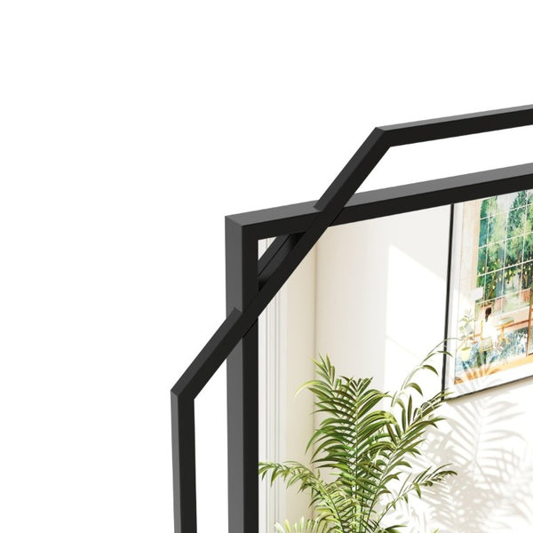 English Elm 21*36 Ines Matte Black Iron Frame Wall Mirror with Integrated Storage Shelf for Bath or Bedroom W708P421808