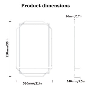 English Elm 21*36 Ines Iron Frame Wall Mirror with Integrated Shelf for Bathroom Bedroom Entryway Black - A W708P517341