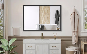 English Elm 47"x29" Matte Black Aluminum Framed Oversized Rectangle Mirror for Bathroom or Bedroom Black - A W708P518070
