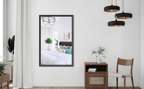 English Elm 47"x29" Matte Black Aluminum Framed Oversized Rectangle Mirror for Bathroom or Bedroom Black - A W708P518070