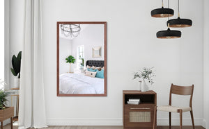 English Elm 40"x36" Aluminum Framed Wall Mirror Walnut Finish Slim Profile Versatile Bedroom Living W708P518073