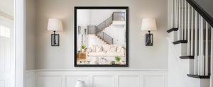 English Elm 40X36 Oversized Matte Black Aluminum Wall Mirror Mounts Vertical or Horizontal for Any Room W708P518075