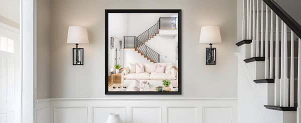 English Elm 40X36 Oversized Matte Black Aluminum Wall Mirror Mounts Vertical or Horizontal for Any Room W708P518075