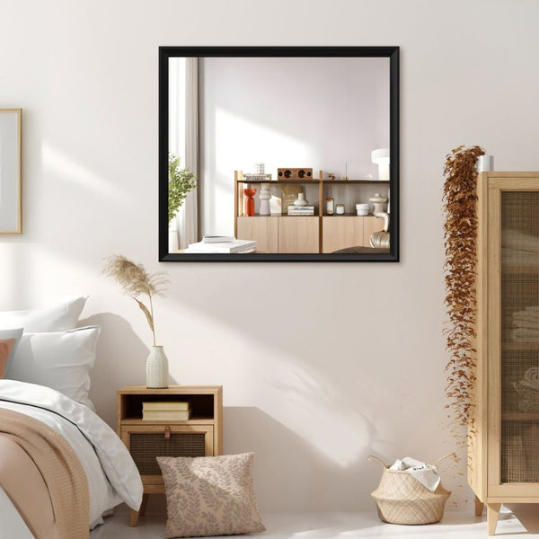 English Elm 40X36 Oversized Matte Black Aluminum Wall Mirror Mounts Vertical or Horizontal for Any Room W708P518075