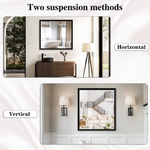 English Elm 40X36 Oversized Matte Black Aluminum Wall Mirror Mounts Vertical or Horizontal for Any Room W708P518075