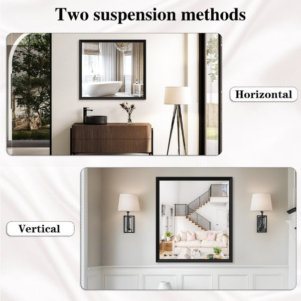 English Elm 40X36 Oversized Matte Black Aluminum Wall Mirror Mounts Vertical or Horizontal for Any Room W708P518075