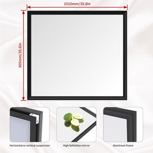 English Elm 40X36 Oversized Matte Black Aluminum Wall Mirror Mounts Vertical or Horizontal for Any Room W708P518075