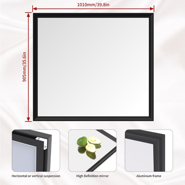 English Elm 40X36 Oversized Matte Black Aluminum Wall Mirror Mounts Vertical or Horizontal for Any Room W708P518075