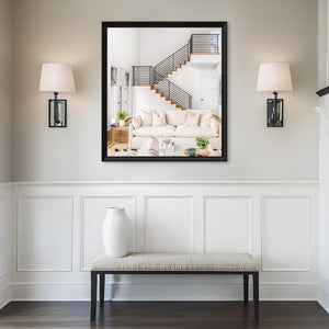 English Elm 40X36 Oversized Matte Black Aluminum Wall Mirror Mounts Vertical or Horizontal for Any Room W708P518075
