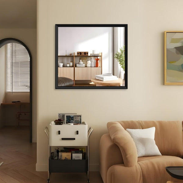 English Elm 40X36 Oversized Matte Black Aluminum Wall Mirror Mounts Vertical or Horizontal for Any Room W708P518075