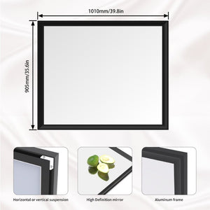 English Elm 40X36 Oversized Matte Black Aluminum Wall Mirror Mounts Vertical or Horizontal for Any Room W708P518075