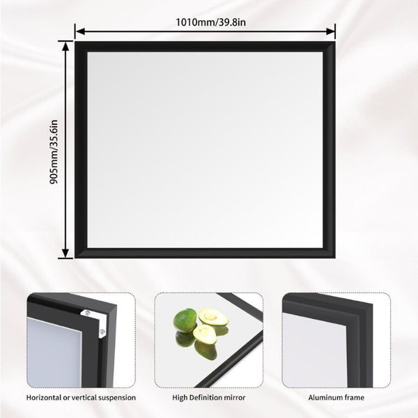 English Elm 40X36 Oversized Matte Black Aluminum Wall Mirror Mounts Vertical or Horizontal for Any Room W708P518075
