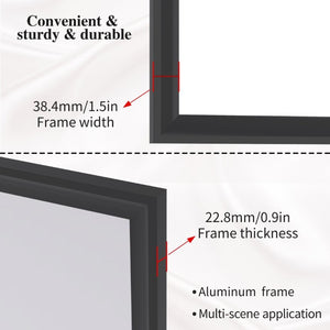 English Elm 40X36 Oversized Matte Black Aluminum Wall Mirror Mounts Vertical or Horizontal for Any Room W708P518075
