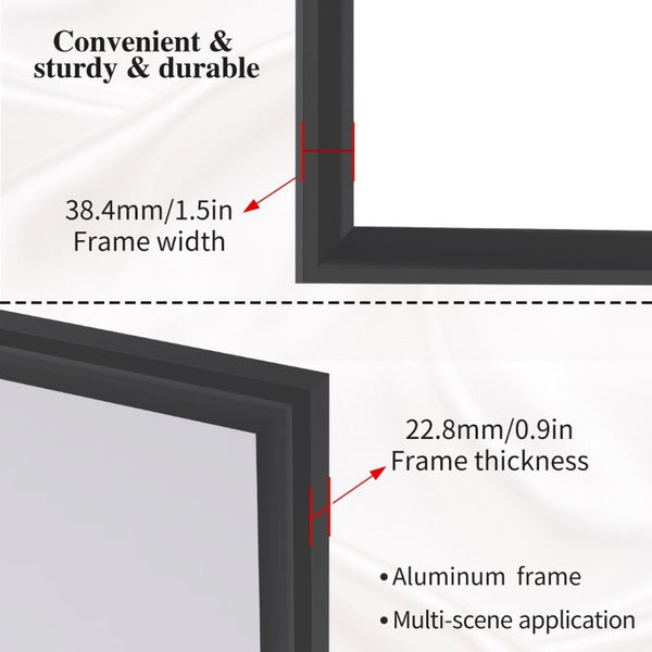 English Elm 40X36 Oversized Matte Black Aluminum Wall Mirror Mounts Vertical or Horizontal for Any Room W708P518075
