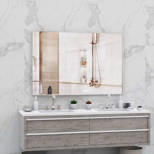 English Elm 30X36 Oversized Rectangle Wall Mirror Brushed Aluminum Frame for Bedroom or Bath 36 x 30 x 1.3 inches Silver Aluminium W708P518077