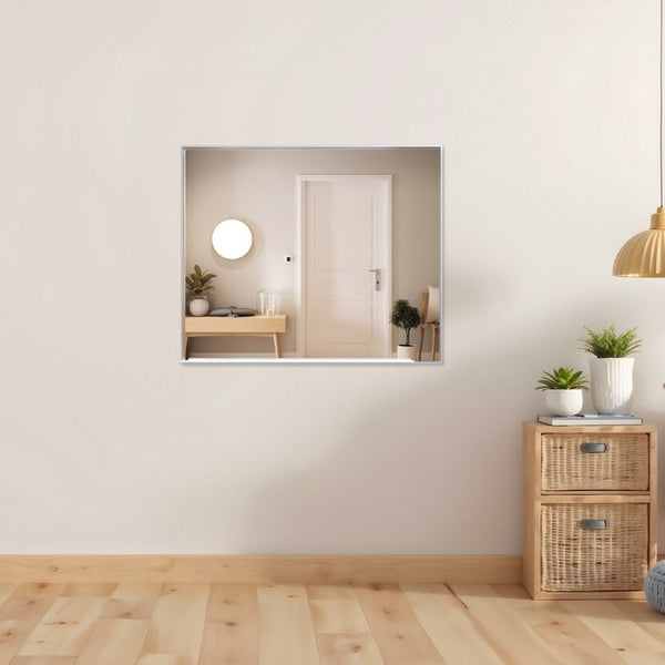 English Elm 30X36 Oversized Rectangle Wall Mirror Brushed Aluminum Frame for Bedroom or Bath 36 x 30 x 1.3 inches Silver Aluminium W708P518077