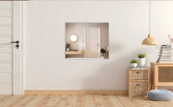English Elm 30X36 Oversized Rectangle Wall Mirror Brushed Aluminum Frame for Bedroom or Bath 36 x 30 x 1.3 inches Silver Aluminium W708P518077