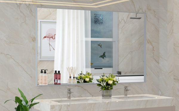 English Elm 22*60" Silver Aluminum Rectangle Wall Mirror Dual Orientation for Bedroom or Bath W708P518081