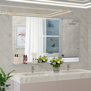 English Elm 22*60" Silver Aluminum Rectangle Wall Mirror Dual Orientation for Bedroom or Bath W708P518081