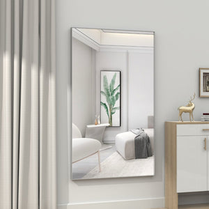 English Elm 22*60" Silver Aluminum Rectangle Wall Mirror Dual Orientation for Bedroom or Bath W708P518081