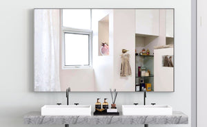 English Elm 22*60" Silver Aluminum Rectangle Wall Mirror Dual Orientation for Bedroom or Bath W708P518081