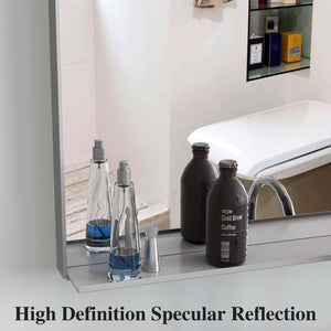 English Elm 22*60" Silver Aluminum Rectangle Wall Mirror Dual Orientation for Bedroom or Bath W708P518081