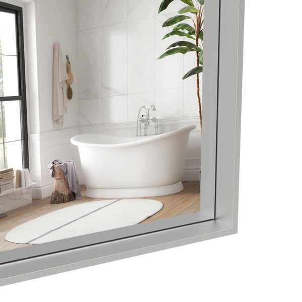 English Elm 22*60" Silver Aluminum Rectangle Wall Mirror Dual Orientation for Bedroom or Bath W708P518081
