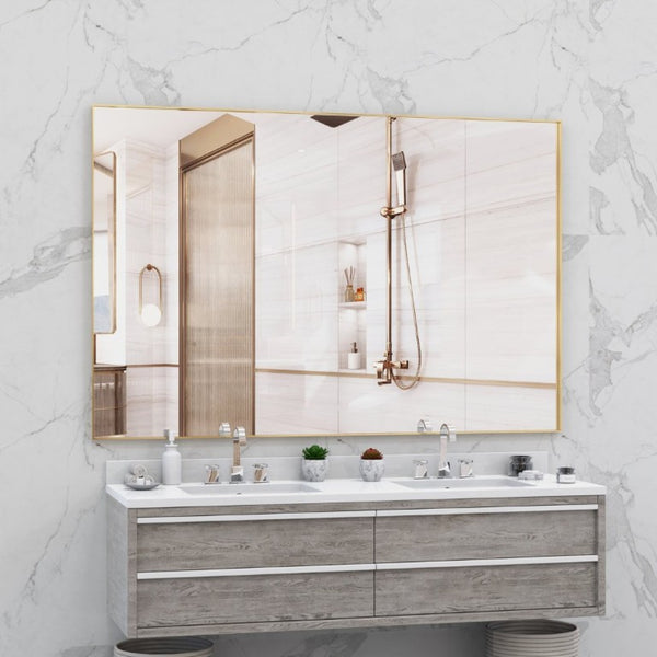 English Elm Oversized Gold Aluminum Framed Full Length Wall Mirror with Removable Tray Bedroom W708P518218