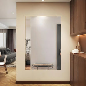 English Elm Oversized Gold Aluminum Framed Full Length Wall Mirror with Removable Tray Bedroom W708P518218