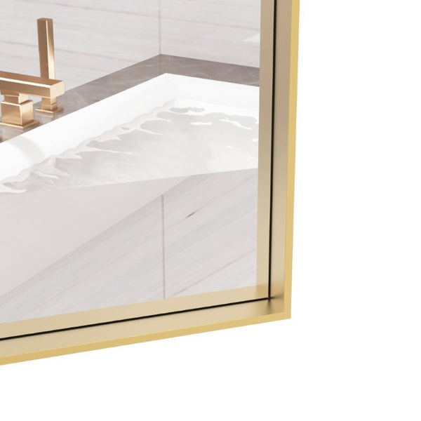 English Elm Oversized Gold Aluminum Framed Full Length Wall Mirror with Removable Tray Bedroom W708P518218