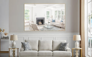 English Elm Oversized Gold Aluminum Framed Full Length Wall Mirror with Removable Tray Bedroom W708P518218