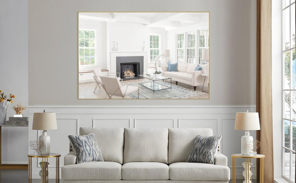 English Elm Oversized Gold Aluminum Framed Full Length Wall Mirror with Removable Tray Bedroom W708P518218