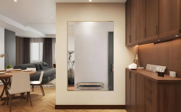 English Elm Oversized Gold Aluminum Framed Full Length Wall Mirror with Removable Tray Bedroom W708P518218
