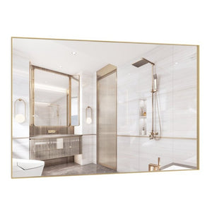 English Elm Oversized Gold Aluminum Framed Full Length Wall Mirror with Removable Tray Bedroom W708P518218