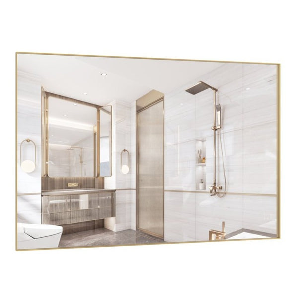 English Elm Oversized Gold Aluminum Framed Full Length Wall Mirror with Removable Tray Bedroom W708P518218