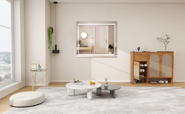 English Elm 30X36 Oversized Rectangle Wall Mirror Brushed Aluminum Frame for Bedroom or Bath 36 x 36 x 0.6 inches Transparent Glass W708P518224