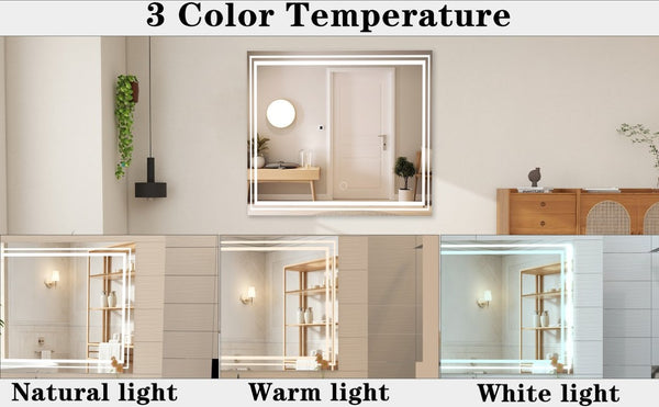 English Elm 30X36 Oversized Rectangle Wall Mirror Brushed Aluminum Frame for Bedroom or Bath 36 x 36 x 0.6 inches Transparent Glass W708P518224