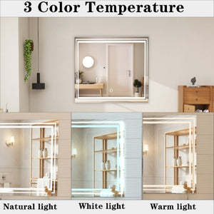 English Elm 30X36 Oversized Rectangle Wall Mirror Brushed Aluminum Frame for Bedroom or Bath 36 x 36 x 0.6 inches Transparent Glass W708P518224