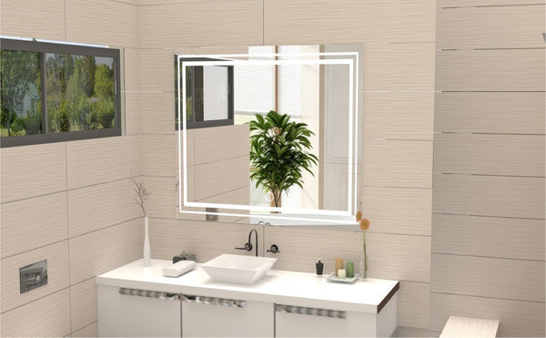 English Elm Extra Large LED Vanity Mirror with Adjustable Lighting Tempered Glass Wall Mount Bathroom W708P518628